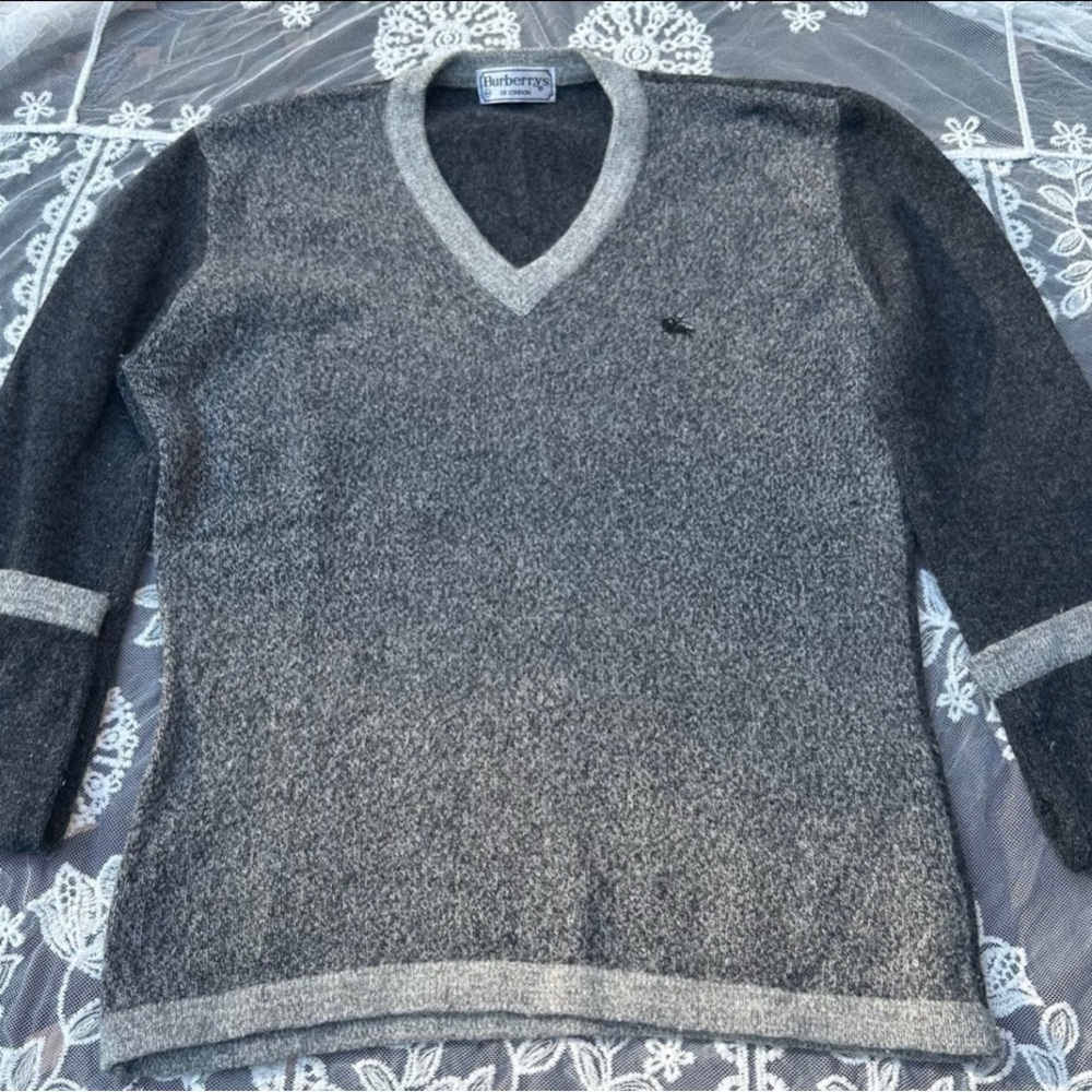 Burberry Gray V-Neck Sweater
